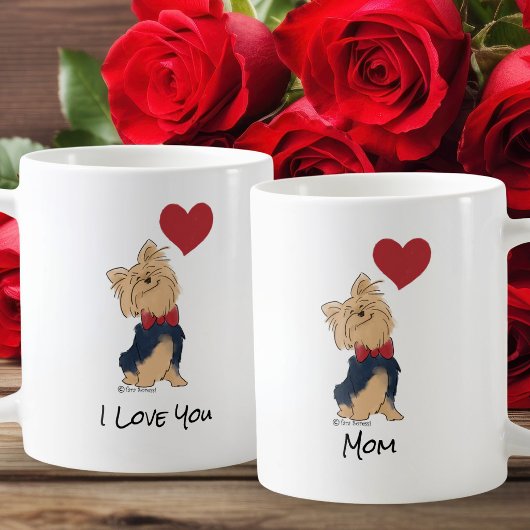Mug Personalized Message Love You Yorkie Cute Dog Art