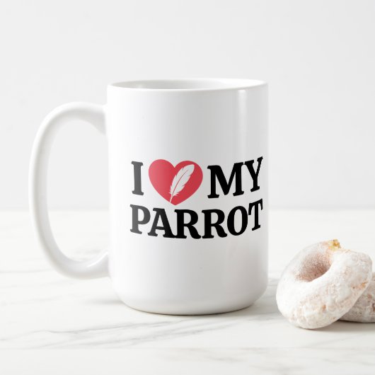 Mug Personalized Minimal White Parrot Love Quote (Avec donut)