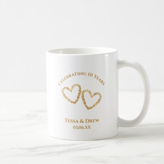 Mug Personalized Modern 10th Wedding Anniversary Gift (Droite)