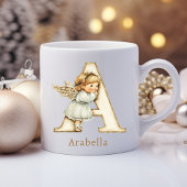 Mug Personalized Monogram A Initial Christmas Angel