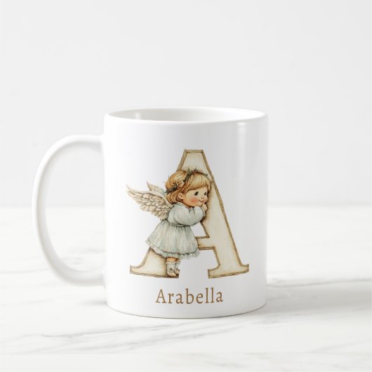 Mug Personalized Monogram A Initial Christmas Angel (Gauche)