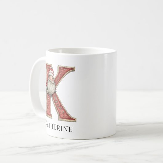 Mug Personalized Monogram Initial K Christmas Santa  (Devant gauche)
