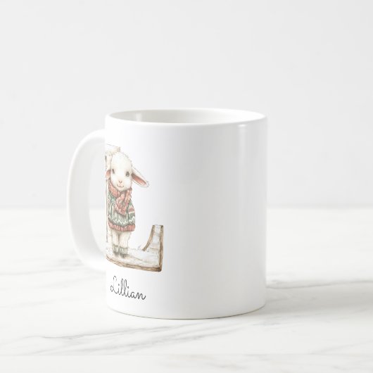 Mug Personalized Monogram Initial L Christmas Lamb (Devant gauche)