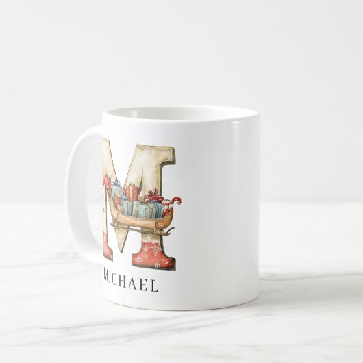 Mug Personalized Monogram Initial M Christmas Holiday (Devant gauche)