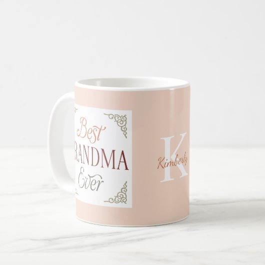 Mug Personalized Monogram Name Best Grandma Ever (Devant gauche)