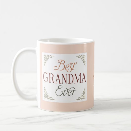 Mug Personalized Monogram Name Best Grandma Ever (Gauche)