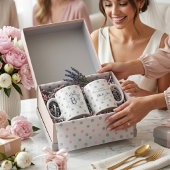 Mug Personalized Monogram Wedding Favors – Pink & Grey