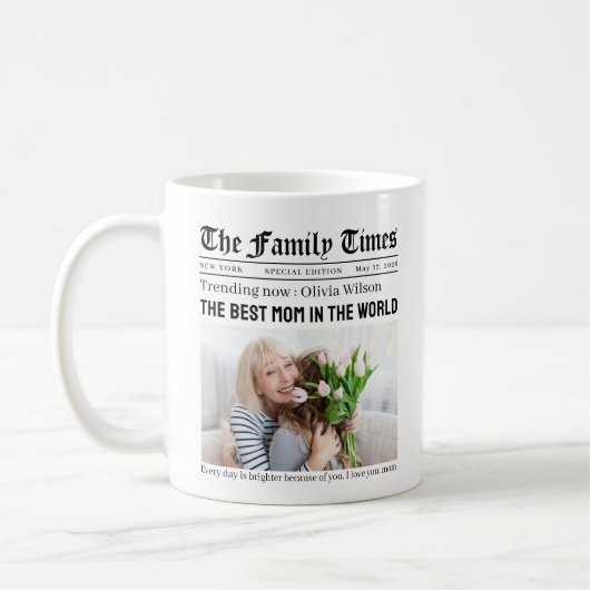 Mug Personalized Mother's Day Newspaper Gift for Mom (Gauche)