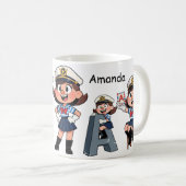 Mug Personalized  Name & A Sailor Cartoon Character  (Devant droit)