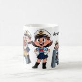 Mug Personalized  Name & A Sailor Cartoon Character  (Centre)