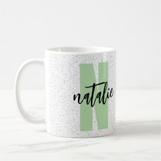 Mug Personalized Name - Black Polka Dots Design