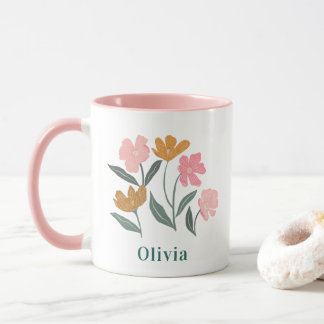 Mug Personalized Name Botanical Illustrated Bridesmaid