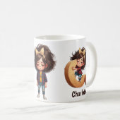 Mug Personalized Name & C Sleepy Morning Plaid Charact (Devant droit)