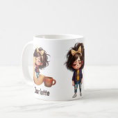Mug Personalized Name & C Sleepy Morning Plaid Charact (Devant gauche)