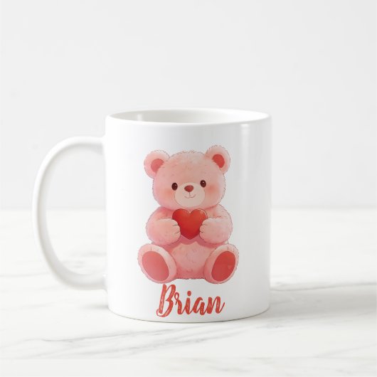 Mug Personalized Name Cute Teddy Bear  (Gauche)