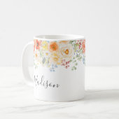 Mug Personalized Name Monogram Watercolor Sunny Floral (Devant gauche)