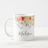Mug Personalized Name Monogram Watercolor Sunny Floral (Gauche)