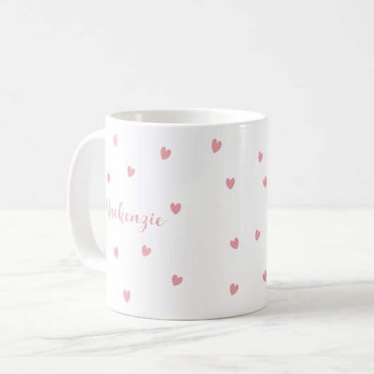 Mug Personalized Name Pink Hearts Loved One Keepsake (Devant gauche)