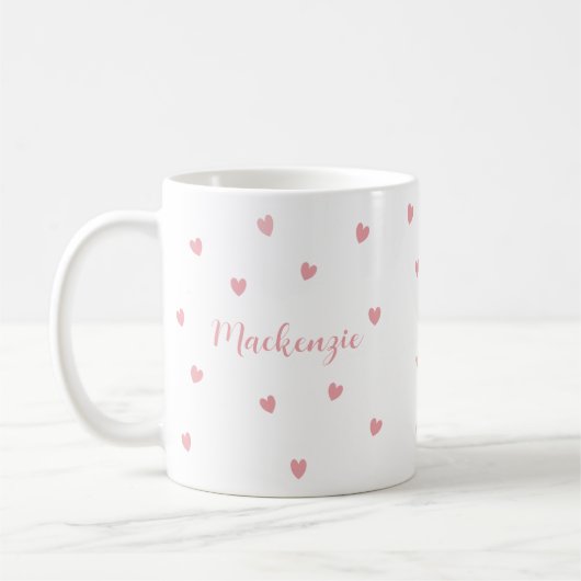 Mug Personalized Name Pink Hearts Loved One Keepsake (Gauche)