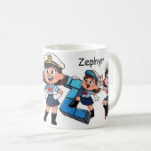 Mug Personalized Name Sailor Cartoon Character * Z *  (Devant droit)
