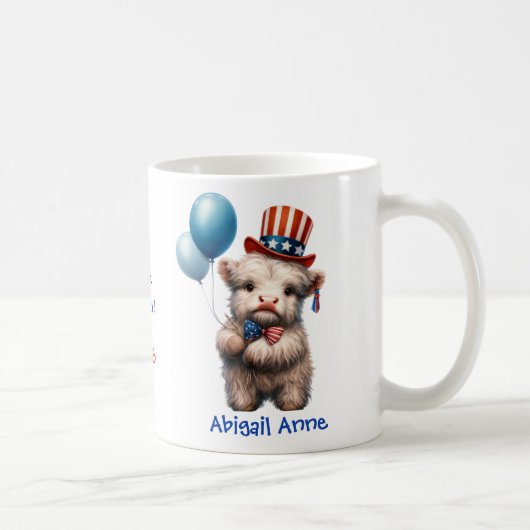 Mug Personalized Patriotic Baby Highland Cow Coffee (Droite)
