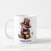 Mug Personalized Patriotic Baby Highland Cow Coffee (Gauche)
