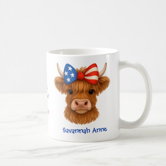 Mug Personalized Patriotic Highland Cow (Droite)