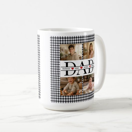 Mug Personalized Photo Collage & Kids' Names "DAD" (Devant droit)