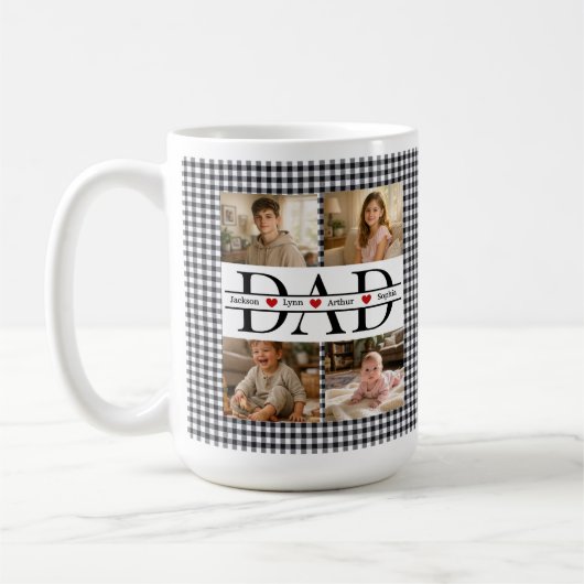 Mug Personalized Photo Collage & Kids' Names "DAD" (Gauche)