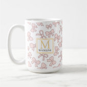 Mug Personalized Pink Bow Girl Cute Gold Monogram Name (Gauche)