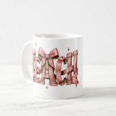 Mug Personalized Pink Bow Name Mug, Coquette Custom Na (Devant gauche)
