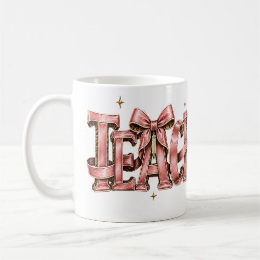 Mug Personalized Pink Bow Name Mug, Coquette Custom Na (Gauche)