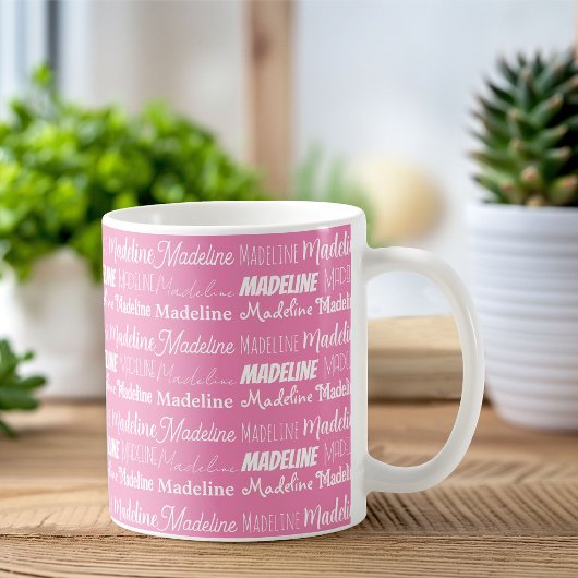 Mug Personalized Pink Girls Name Collage Cute
