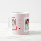 Mug Personalized Pink Merry Christmas Photo | Fa La La (Devant gauche)