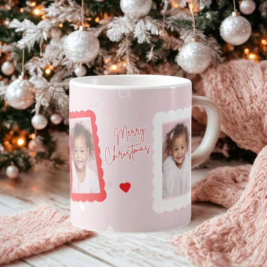 Mug Personalized Pink Merry Christmas Photo | Fa La La