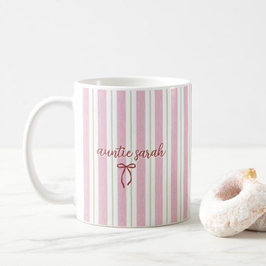 Mug Personalized Pregnancy Reveal Pink Stripe (Avec donut)
