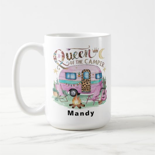 Mug Personalized "Queen of the Camper" Glamping (Gauche)