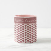 Mug Personalized Retro Hearts Pink Burgundy (Centre)