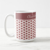 Mug Personalized Retro Hearts Pink Burgundy (Gauche)