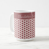 Mug Personalized Retro Hearts Pink Burgundy (Devant gauche)