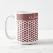 Mug Personalized Retro Hearts Pink Burgundy (Gauche)
