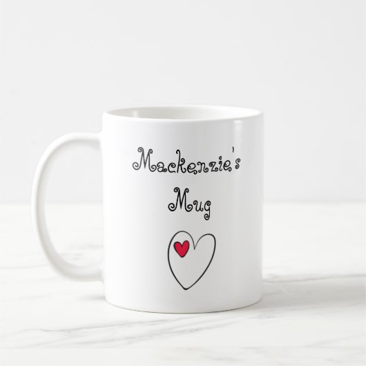 Mug Personalized Romantic Heart (Gauche)
