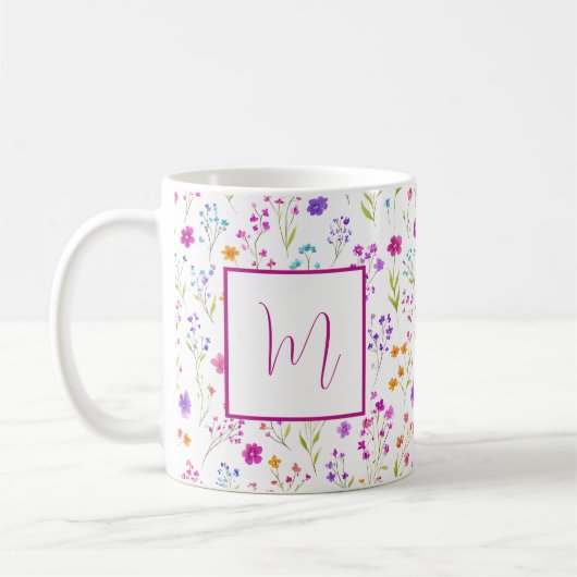 Mug Personalized Romantic Spring Girly Flowers  (Gauche)