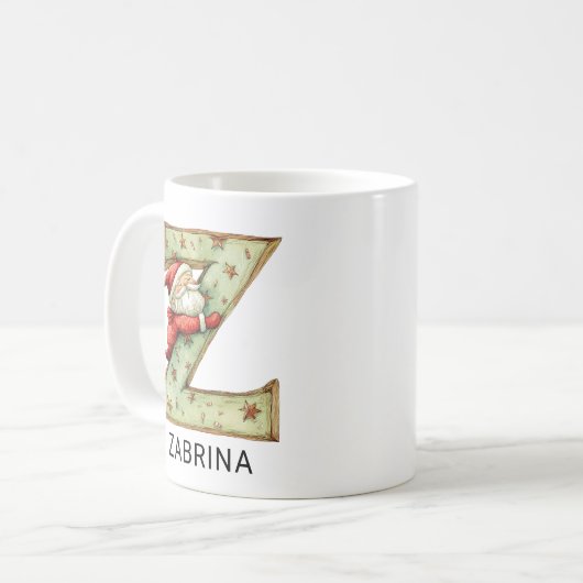 Mug Personalized Santa Christmas Monogram Initial Z (Devant gauche)