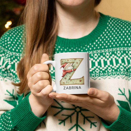 Mug Personalized Santa Christmas Monogram Initial Z