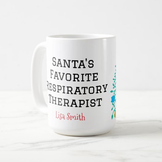 Mug Personalized Santa's Respiratory Therapist (Devant gauche)