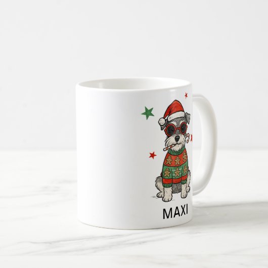 Mug Personalized Schnauzer Gingerbread Ugly Sweater (Devant droit)