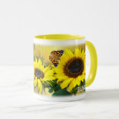 Mug Personalized Sunflowers and Butterflies (Devant droit)