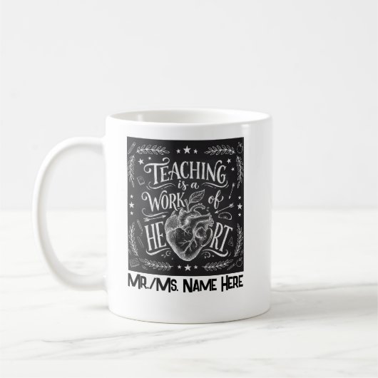Mug Personalized Teacher Appreciation Chalkboard Heart (Gauche)