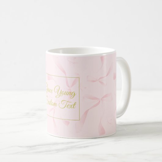 Mug Personalized Text Pink Ribbon Pattern Design (Devant droit)
